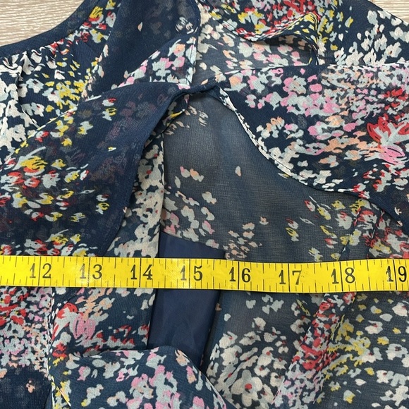 Modcloth Fiore Your Entertainment Midi Navy Floral Chiffon Dress with Pockets XS - Picture 10 of 16